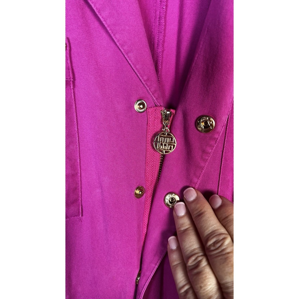 Emily McCarthy Small Magenta Tencel Blend Cap Sleeve Cuffed‎ Ankle Romper - Picture 7 of 10